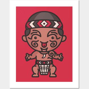 Cute Maori Man in Traditional Clothing Cartoon Posters and Art